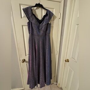 Xscape Glittery Purple and Pink Prom Dress